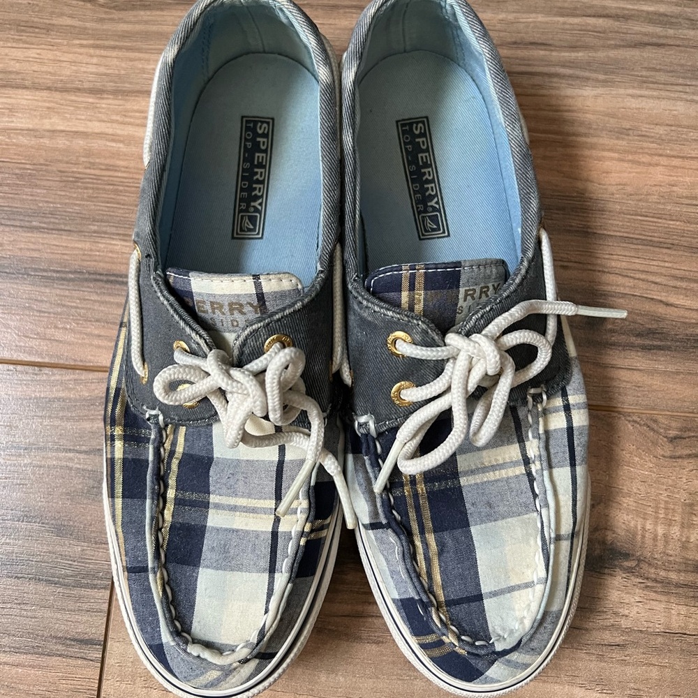 Women’s Sperry Blue Plaid Top-Siders - Picture 6 of 14